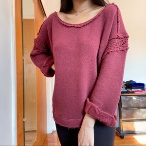 Free People Red Crochet Sweater